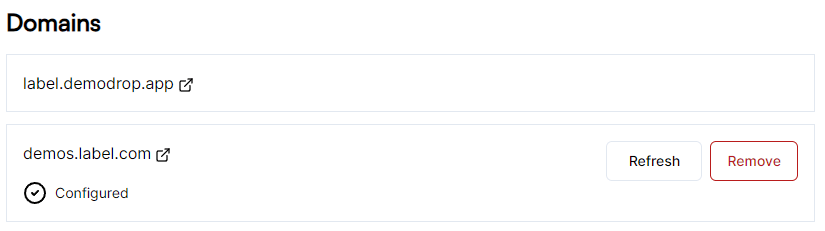 Custom domain setup for white-label demo submissions tool — use your record label's own domain